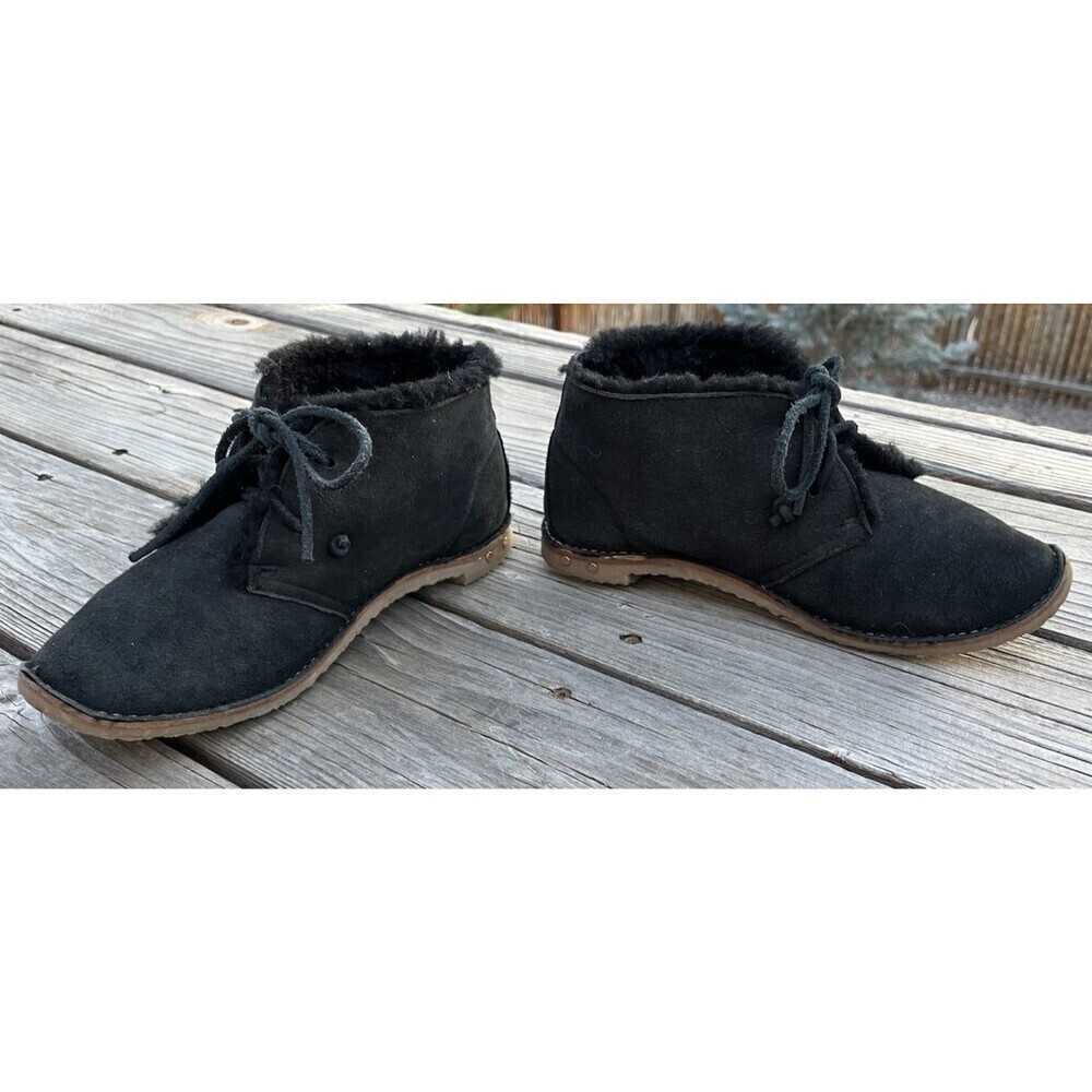 Beek Penguin Women's 7 Shearling Lined Black Suede Chukka Boots - Picture 6 of 11